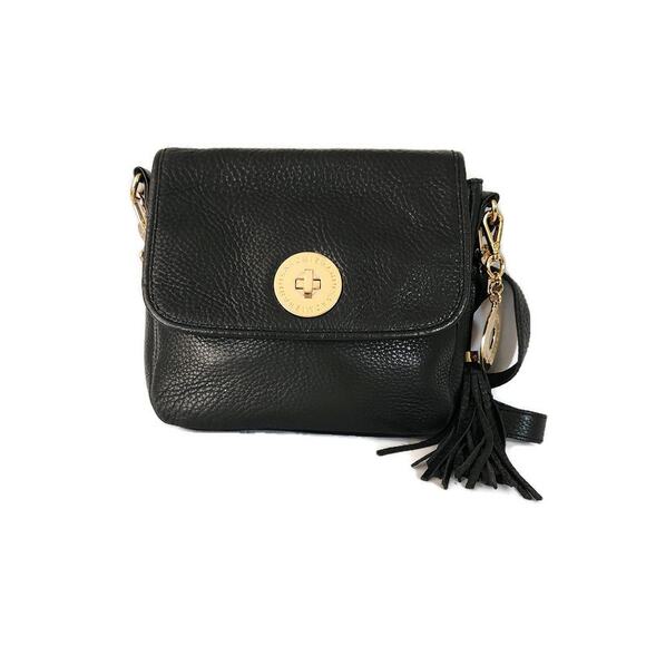 Isaac Mizrahi Bridgehampton Women's Black Pebbled Leather Crossbody - Picture 1 of 6